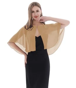 Baoqiya Chiffon Capelet Bridal Capes Soft Shawls and Wraps for Dresses Women ... - Picture 1 of 6