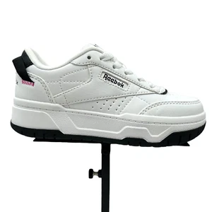 Reebok Tech Geo Youth Girls Athletic Sneakers Size 3Y White/Black Lace up Shoes - Picture 1 of 12