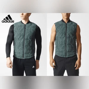 Adidas- Men's Green Puffer Zip Font Vest, Size XL - Picture 1 of 12