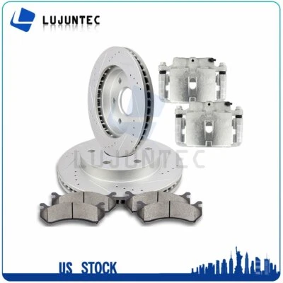 Front Brake Rotors Calipers + Ceramic Pads For 2000 2001-2006 Chevrolet Tahoe - Image 1 of 4