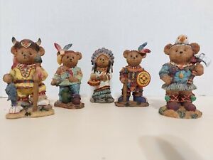 Lot unique de 5 figurines d'occasion costumes amérindiens sur ours 