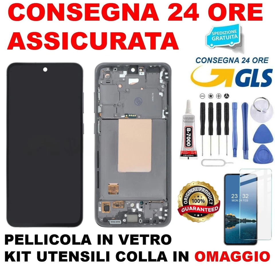 DISPLAY AMOLED ORIGINALE SAMSUNG S24 FE S721 SM-S721 NERO TITANIO BIANCO SILVER - Immagine 1 di 3