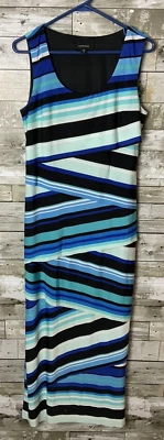 Maxi Vestido R&M Richards Para Mujer Azul Sin Mangas Rayas Bodycon Talla 8 Foto 1 de 3