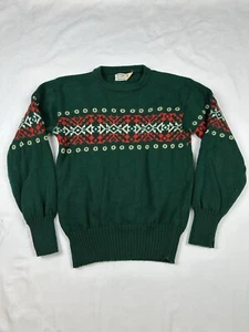 VTG 70’s Howard Sportswear Women’s Sz S Wool Sweater Long Sleeve Holiday Green - Picture 1 of 5