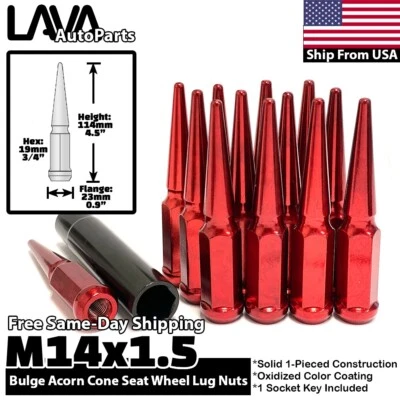 24x Tuerca de clavo roja 14x1,5 apta para Ford F150 Lobo Expedition Lincoln Navigator Foto 1 de 4