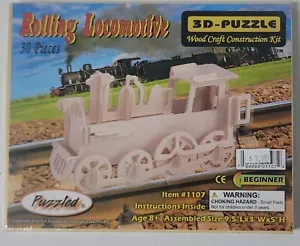 3D Wooden Puzzle Train Engine Rolling Locomotive Beginner 30 pcs - NEW - Picture 1 of 5