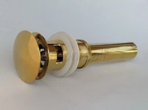 Gold Color Brass Large Cap Pop UP Sink Basin Waste / Drain With Overflow asd039 - Picture 1 of 8