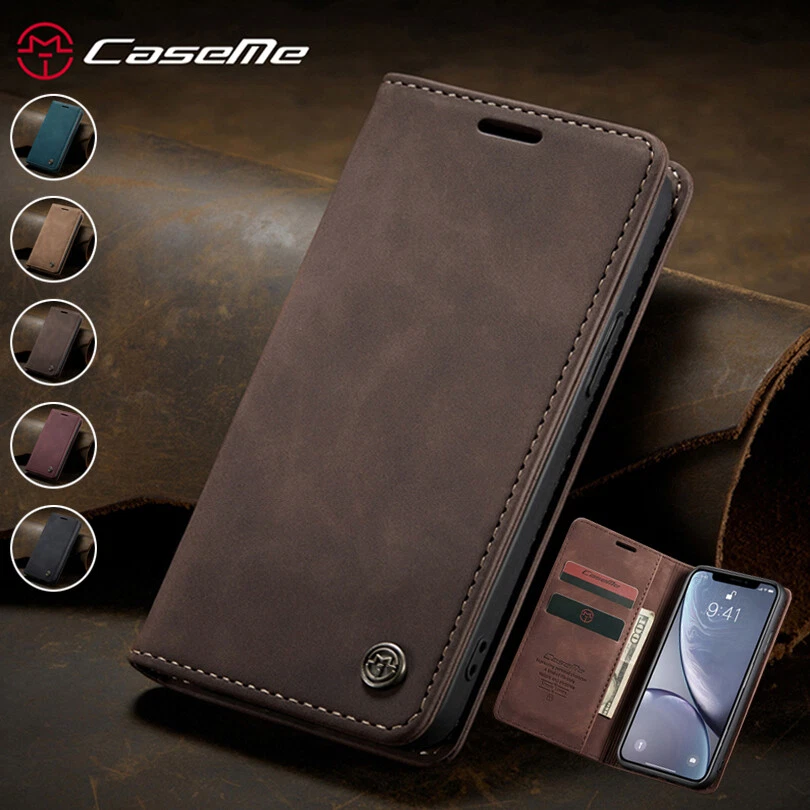 Magnetic Wallet Case Leather Flip Cover for iPhone 16e/16/15/14/13/12/11 XR SE 8 - Image 1 of 4