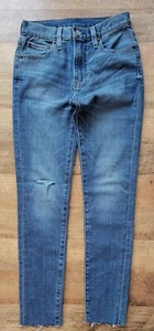 Frye Sienna Skinny Cropped Jeans Raw Hem Distressed Knee Sz 25 W25 L27 J134 - Picture 1 of 9