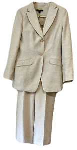 Women's BROOKS BROTHERS Sand Color 100% Linen Suit Sz 8-Jacket, Sz 6-Pants