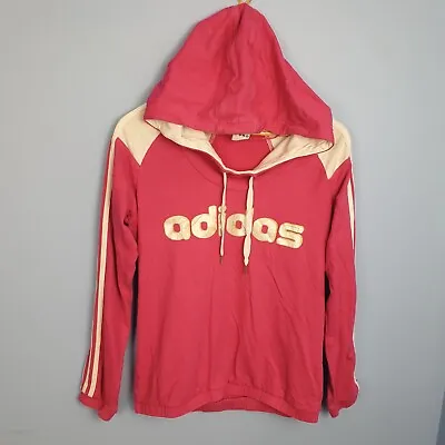 ADIDAS Hoodie Ladies Size 14 Pink Hooded Sweater Logo Pullover Athleisure • 19.51€
