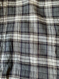Vintage 1970s 9 yd X 39" Wide Cotton Crinkle Gauze Plaid Denim Blues - Picture 1 of 4