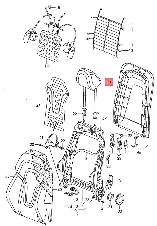Genuine AUDI TT Coupe Roadster Head Restraint With Cover Black 8J0881901D25D - Image 1 of 1