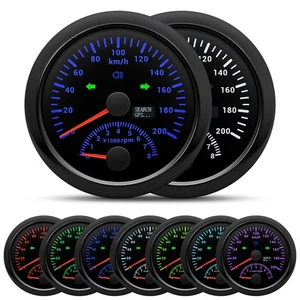 85MM Black GPS Speedometer 200km/h With Tacho Gauge 7 Colors LED for Boat Car - Picture 1 of 17