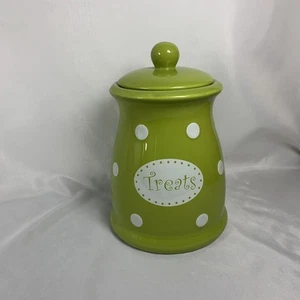 Spot's Diner Lime Green with White Polka Dot Pet Treat Cookie Jar With Lid - Picture 1 of 9