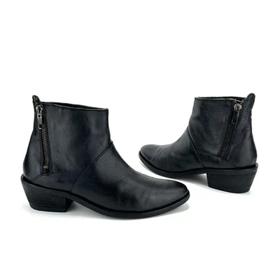 Botín H By Hudson Mujer Negro Talla 6 Cuero Tacón Cubano Plantilla Acolchada Botín Foto 1 de 4