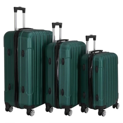 Juego de viaje de equipaje de 20" 24" 28" ABS trolley maleta rígida con bloqueo TSA verde Foto 1 de 4