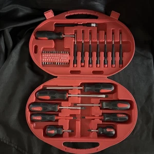 Trades Pro Screwdriver Set Flat Hex Philips Pozi Trox Bits tip Holder Case - Picture 1 of 7