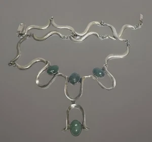 Großes 925er Silber Collier - Jade - TAXMEX - Design Schmuck - BEM1045 - Bild 1 von 5