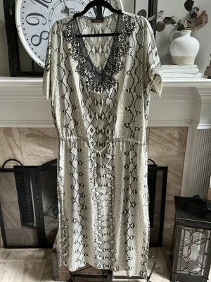 ROBERTO CAVALLI Cuello en V Túnica Cordón Cintura Estampado Pitón Maxi Vestido Talla M Foto 1 de 4