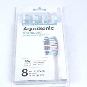 AquaSonic Standard Replacement Brush Heads for Normal & Sensitive Teeth (8 Pack) - Picture 1 of 4