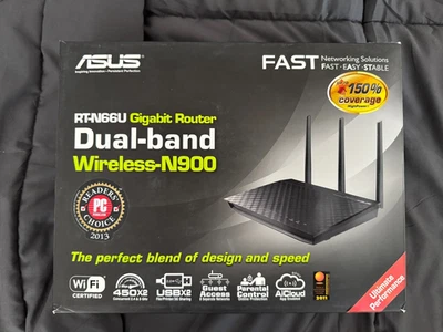 ASUS RT-N66U Wireless-N900, 450 Mbps 4-Port Gigabit Wireless Router, Ready 2 Use - Image 1 of 4