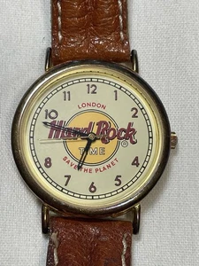 Vintage Hard Rock Cafe London Save The Planet Swiss Quartz Gold Tone Watch - Picture 1 of 12