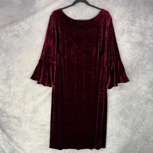 Calvin Klein Burgundy Crushed Velvet Bell Sleeve Dress 24W Holiday Christmas - Bild 1 von 9