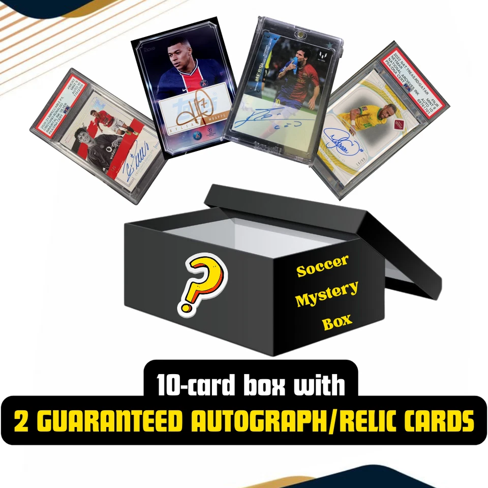 Soccer/Football Cards Mystery Box - 10 Cards- 2 GUARANTEED AUTOGRAPH/RELIC CARDS - Image 1 of 2