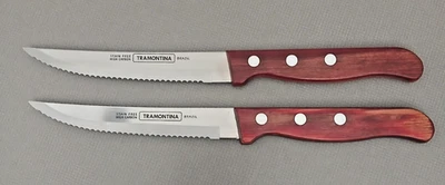 Juego de 2 cuchillos para carne Tramontina de acero inoxidable de alto carbono Brasil sin manchas Foto 1 de 4