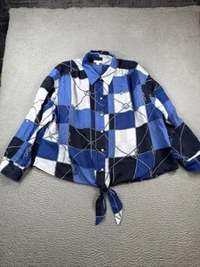 CHARTER CLUB Top Womens 3X Maritime Muse Button Down Shirt Roll Tab Nautical - Picture 1 of 15