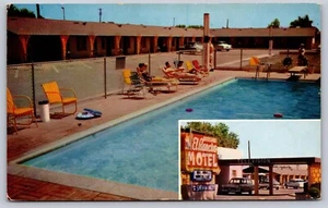 Woodland El Rancho Motel Swimming Pool California Chrome Postcard - Picture 1 of 3