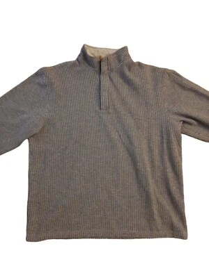 Haggar Micro Houndstooth Mock Neck 1/4 Zip Cotton Jersey Knit Pullover Sweater L - Изображение 1 из 3