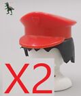X2 PLAYMOBIL casquette rouge - ouvrier du cirque - musicien - policier - gardien