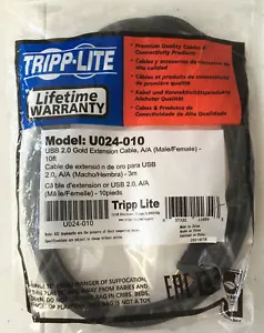 TRIPP LITE USB A/A Gold Extension Cable for USB 2.0 Cable # U024-010 - Picture 1 of 1