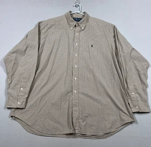Ralph Lauren Button Down Shirt Long Sleeve Check Brown Blake Cotton Mens 2XL XXL - Picture 1 of 13