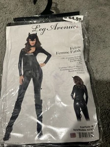 Cat Woman Feline Femme Fatale Costume M Catsuit Tail Ears Belt Sexy Free Gloves - Picture 1 of 2