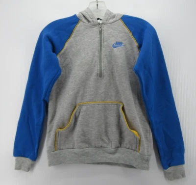 ВИНТАЖНЫЙ Nike толстовка для мальчиков XL серый синий 1/4 молнии пуловер толстовка с капюшоном Y2K реглан * - Изображение 1 из 4
