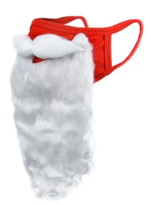 Holiday Santa Beard Face Mask Costume Adults for Christmas 2024 OneSizeFits all - Picture 1 of 13