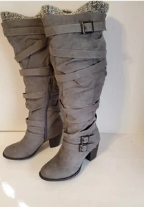 NEU! Just Fab "Jodie" Pullover Bündchen hohe Stiefel-grau Gr. 8 normale Weite/louchy Top - Bild 1 von 12