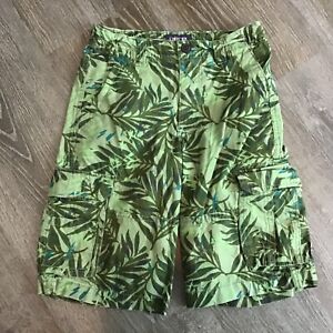 Cherokee Boys Cargo Shorts Leaf Green Camo Adjustable Waist Size 10