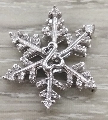 Colgante Jane Seymour Corazón Abierto Plata de Ley 1/10ctw Diamante Copo de Nieve FZ Foto 1 de 3