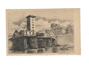 Charles Meryon ~ La Pompe Notre Dame Mini Etching Postcard - Picture 1 of 2