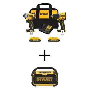 DEWALT ATOMIC Compact 2-Tool Combo Kit 20V Li-Ion Cordless w/ Bluetooth Speaker - Picture 1 of 9