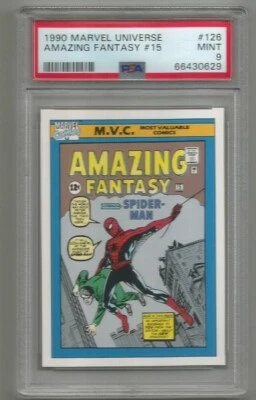 PSA 9 LOW POP 1990-1991 IMPEL MARVEL UNIVERSE AMAZING FANTASY SPIDERMAN #15 #126 - Image 1 of 2