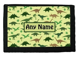 PERSONALISED DINOSAUR MULTI PRINT BOYS RIP WALLET BIRTHDAY CHRISTMAS GIFT - Picture 1 of 4