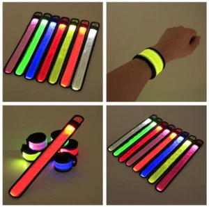 SLAP LED LIGHTED BRACELET BAND Glow Flash running cycling night safety jogging - Picture 1 of 12