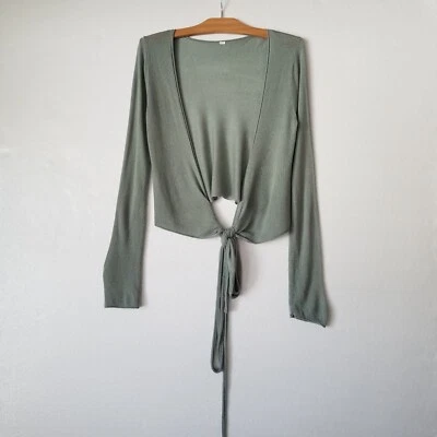 Lululemon Womens 4 Tie Front Cardigan Long Sleeve Lightweight Knit Sage - Image 1 of 4