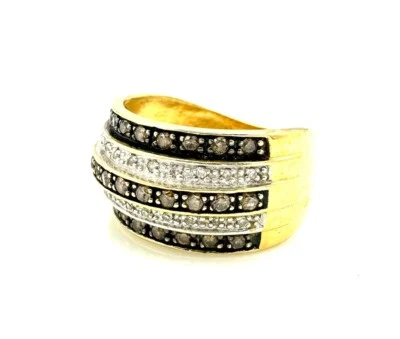 MAGNIFIQUE BAGUE OR 18 CARATS - Diamants blancs et noirs 0,80 carat - 6,06 g - Photo 1/4