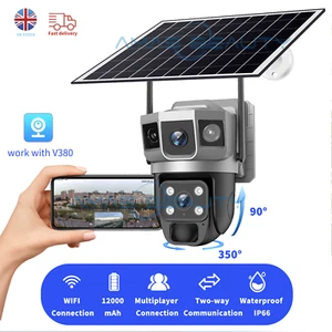 Solar Energy Wireless Security Camera Solar Powered 360°PTZ WiFi IP CCTV Outdoor - Picture 1 of 13